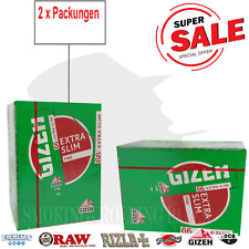 2 x GIZEH Fine Extra Slim Verde Carta per sigarette 2 x 50 quaderni da 66 fogli