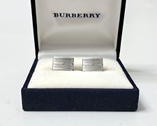 SET GEMELLI UOMO COLLEZIONE *BURBERRY_DOPPIA FASCIA SATINATA CON PIETRA CENTRALE