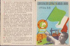 CGIL / C.G.I.L. Tessera 1954-55 Catania Poligrafici con bollino