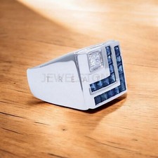 Anello uomo zaffiro blu taglio