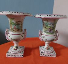 Coppia Antichi Vasi Ceramica Antiquariato Francia