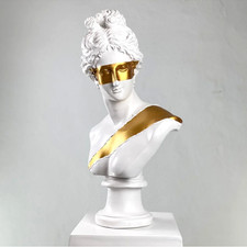 Statua Diana fatta a mano busto in marmo, maschera dorata mitologia greca...