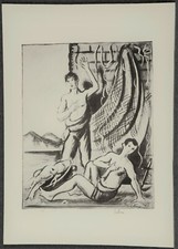 SCILTIAN Gregorio Pescatori-Giovani figure maschili  Litografia cm.50x70 firmata
