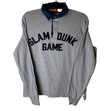 Polo Converse logo grigio collo con bottoni manica lunga taglia uomo media M