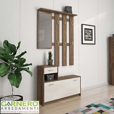 Mobile ingresso con specchio moderno 100x190cm noce bianco spatolato THOMAS