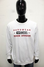 Diesel Felpa Uomo Taglia 2XL Bianco Sweatshirt Cotone Pullover Man Logo