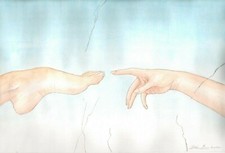 LA CREAZIONE DI EVA - ilustrazione originale acquerelli - fetish - piedi - feet