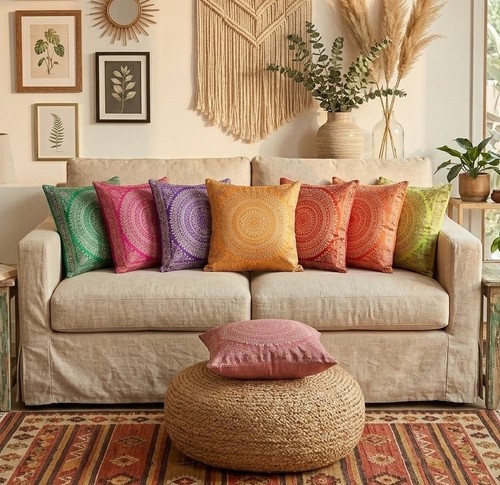 Copricuscino indiano patchwork