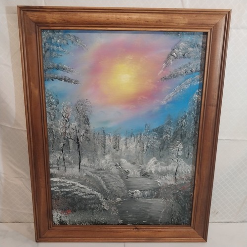 Dipinto olio cornice - , legno
