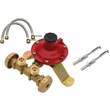 MINI CENTRALINA CON FLESSIBILI ATTACCO 2 BOMBOLE GPL CON REGOLATORE DA 4 KG