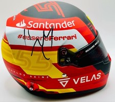 F1, CARLOS SAINZ ORIGINALE firmato 1/2 BELL mini casco FERRARI 2022 NUOVO 1.