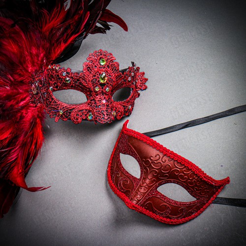 Maschera rosso veneziana donna - veneziana,