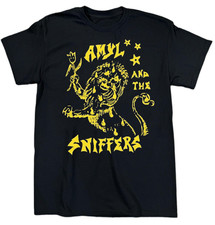 T-shirt vintage Amyl e gli sniffers band album cotone pesante nera BT421