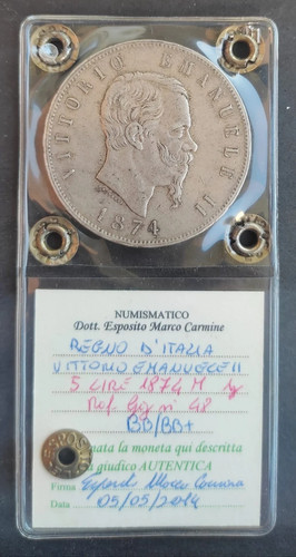Lire 1874 milano scudo - 5,