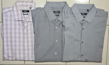 HUGO BOSS 3 camice 42 - 16 e 1/2 - XL - in cotone 100% - Grigia Quadretti Lilla.