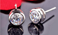 Orecchini Cipollina Argento 925 Punto Luce 4mm Zirconi Brillanti Uomo Donna