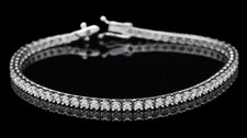 TENNIS BRACCIALE ORO BIANCO 18KT BRILLANTI BIANCHI 1.30 CT CERTIFICATO