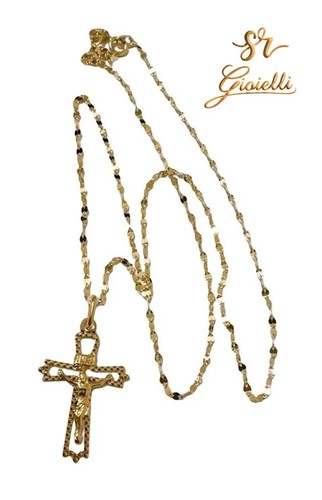 Collana oro giallo con croce - collana,