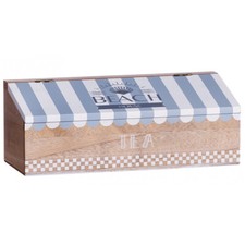 Scatola porta bustine the infusi in legno tema marino cofanetto 30x12,5x12 cm