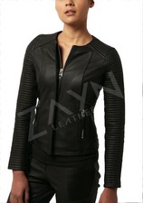 Giacca di pelle nera da donna