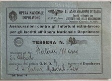 AERONAUTICA SAVOIA MARCHETTI TESSERA ASS.NI D’ITALIA ISCRITTI ALL’OND A.XX° 1942