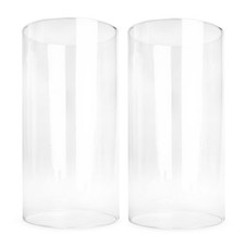 2 X Cilindro IN Vetro Senza Pavimento H:20cm Ø10cm Supporto Candela Lanterna