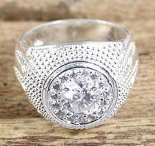 1.41 KT Bianco Diamante Solitario Taglio Rotondo Certificato Uomo Anello Natale