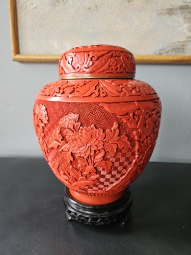 Vaso lacca cinese - , cinabro