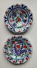 Set 2 Piattini parete ceramica dipinto a mano Turchia Kütahya Altin Gini Vintage