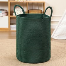 80L Large Woven Laundry Basket Hamper, 100% Natural Cotton Rope, Handwoven & ...