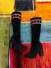 Stivali alti donna, tacco, elasticizzato, trapuntato, nero, Pierre Darre', N.41