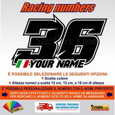 Adesivi numero gara nome + bandierina moto cross adesivo tabella portanumero M.4