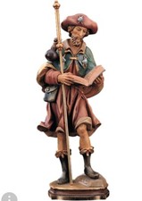 STATUA DI SAN GIACOMO CM 20 IN LEGNO DELLA VALGARDENA DECORO MANUALE