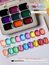 Set 9 Pezzi Smalto, Durevole Adesivo Rigido Effetto Gradiente Regalo Nail Art
