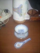 ciotolina con piattino orientale cinese in ceramica + cucchiaio leggi
