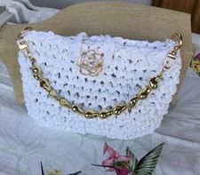 Borsa  borsetta mini bag uncinetto bianca e dorata