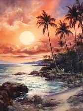 SCHEMA PUNTO CROCE PAESAGGIO MARE - SEA LANDSCAPE CROSS STITCH PATTERN - PDF