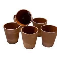 Set 6 Bicchieri in Terracotta Smaltati Internamente – Artigianali, 8 cm Rustici