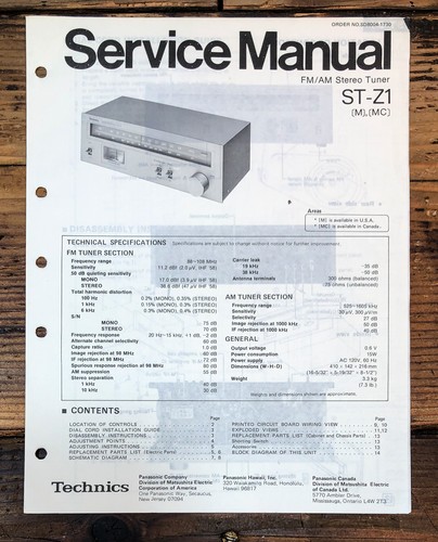 Technics tuner manuale - technics, st-z1