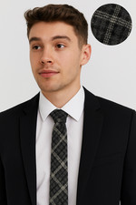 Cravatta Slim In Tartan Grigio