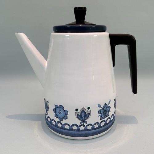 Vintage enamel coffee tea pot - coffee,