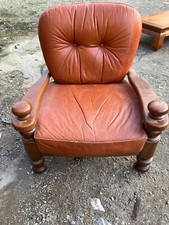 POLTRONA VINTAGE DEGLI ANNI 80 IN LEGNO E PELLE