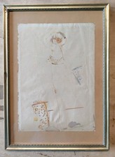 Alberto Manfredi tecnica mista su carta 1965 "Figura femminile"