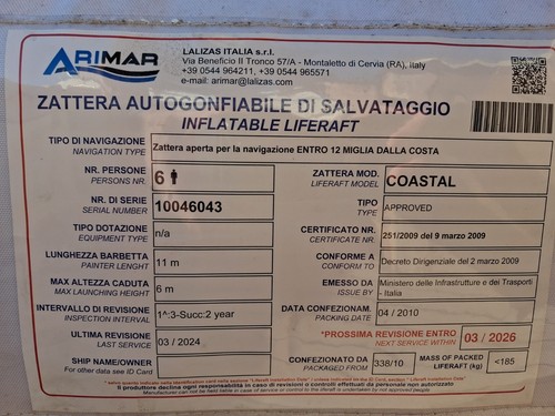Zattera salvataggio entro - di,