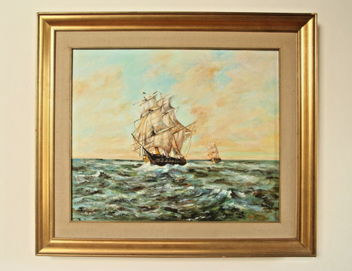 Olio tela marina con - -,