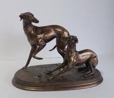 Oliver Tupton scultura fruste levrieri cani statuetta bronzo fuso a freddo 