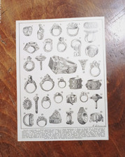 stampa antica old print ANELLO ANTICO ETRUSCO MEROVINGIO BIZANTINO ROMANO 1934