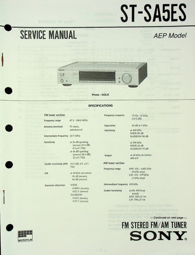 Service manual sony sa5es - service, st-sa5es