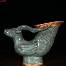 Forno Ufficiale 6" Vecchia Dinastia Canzone Cinese Crack Bocca Avvolta Testa di Bestia Zun