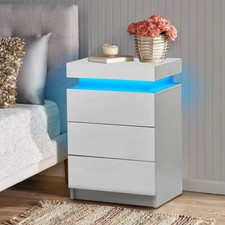 Comodino led bianco cassetti - comodino,